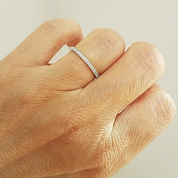 White Gold plated pave setting Eternity Band - Picture 8 of 8